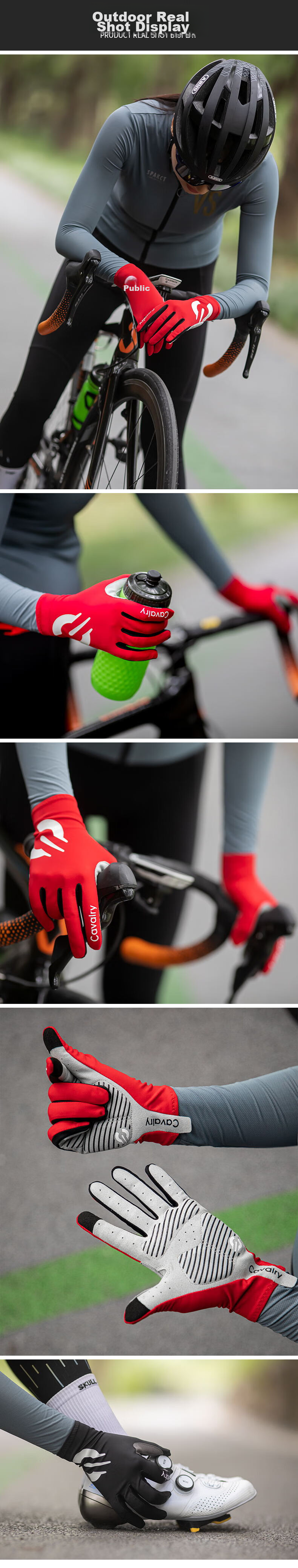 CAVALRY Bicycle Gloves with Wind-Resistant Full Finger Design for Mountain And Road Bikes, Shock-Absorbing Touchscreen Gloves for Men And Women, Spring And Autumn Outdoor Sports Fitness Gloves Cycling Equipment Red XL Size 12