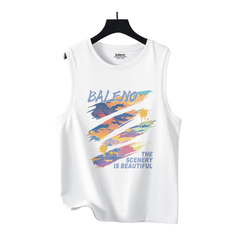 Baleno Men's Tank Top, Summer American Trendy Brand, Loose-Fitting Breathable Versatile Sleeveless Shirt, Youth Basketball Pure Cotton Vest