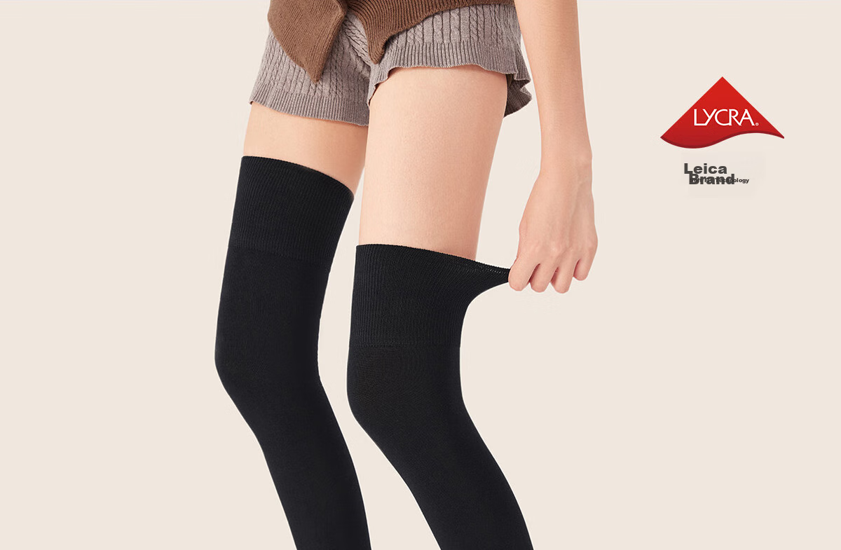 Mianzhuwu Anti-Slip Slim Leg Thigh Socks Knee Protection High Tube Pure Cotton 10A Antibacterial Non-Slip Over-Knee Socks Women's Long Socks 2 Pairs 18