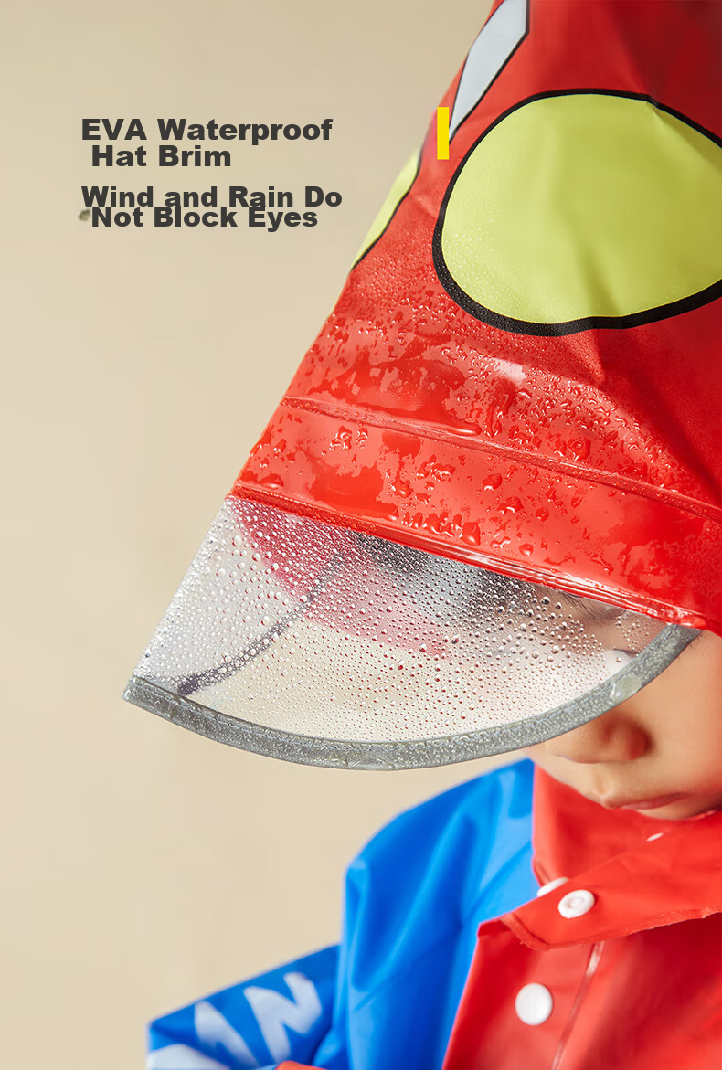 Cheerful Mario Ultraman Children's Raincoat for Boys 2024 Waterproof Full-Body with Backpack Space for Toddlers, Kids, Kindergarten School Rain Poncho 2