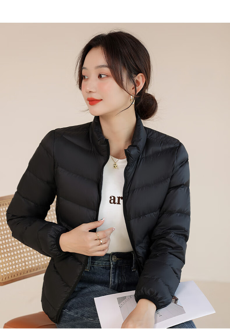 Jeanswest down Jacket for Women, Spring And Autumn Lightweight Down Coat, Short White Duck Down, Lightweight And Thin Outerwear, Women's Style in Bright Red, XL Size 13