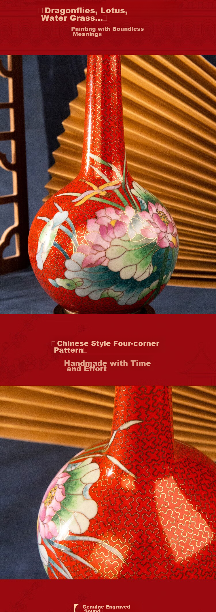 SINO-FOREIGN ENAMEL GALLERY Four Seasons Vase, Straight Neck Bottle, Enamel Flower Pot, Birthday Gift, Living Room Study Office Decoration, New Year Present 2