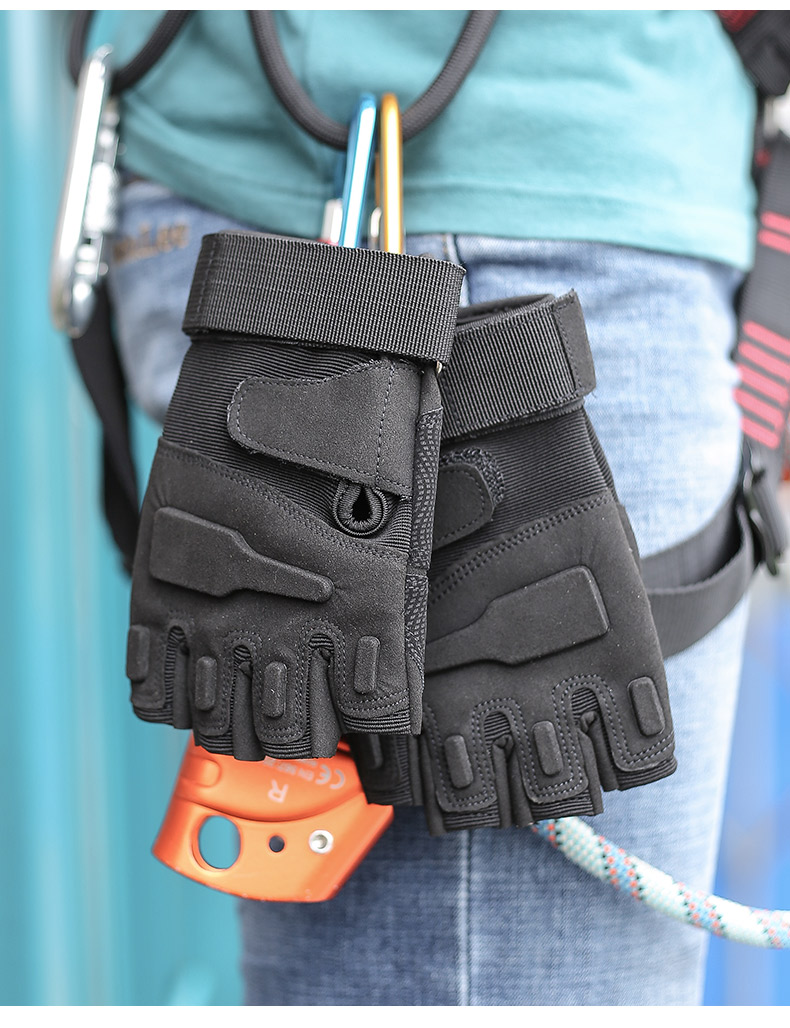Cavalry Sports Gloves, Fingerless Tactical Training Military Enthusiast Outdoor Short Finger Gloves, Fitness Aerobic Bicycle Gloves, Non-Slip Wear-Resistant Cycling Equipment, Black 9