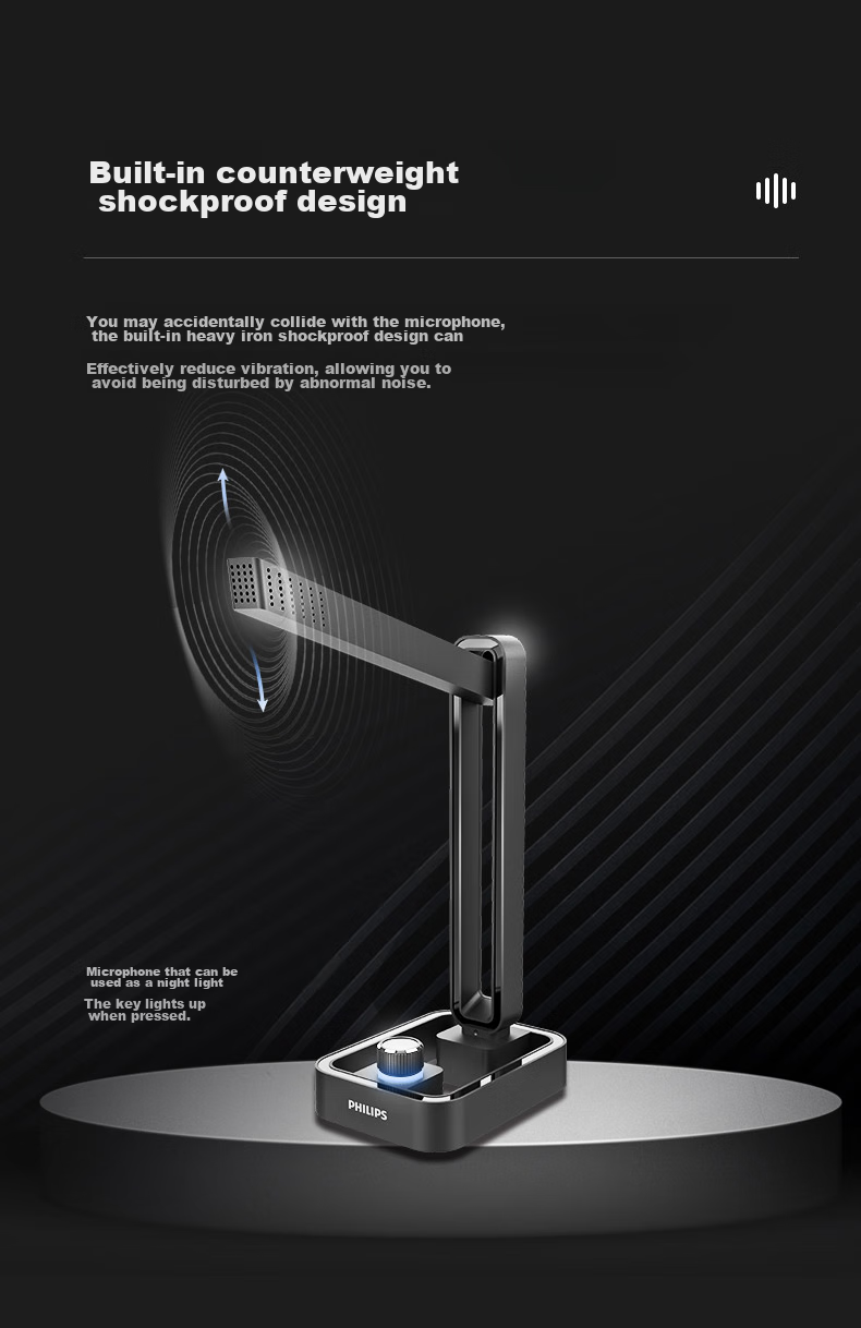 PHILIPS Computer Microphone, Multi-Purpose Wired Mic for Online Classes And Meetings, Gaming Intercom Headset, High Sensitivity with Noise Cancellation, Foldable, 3.5mm Compatible with SHM1008 4