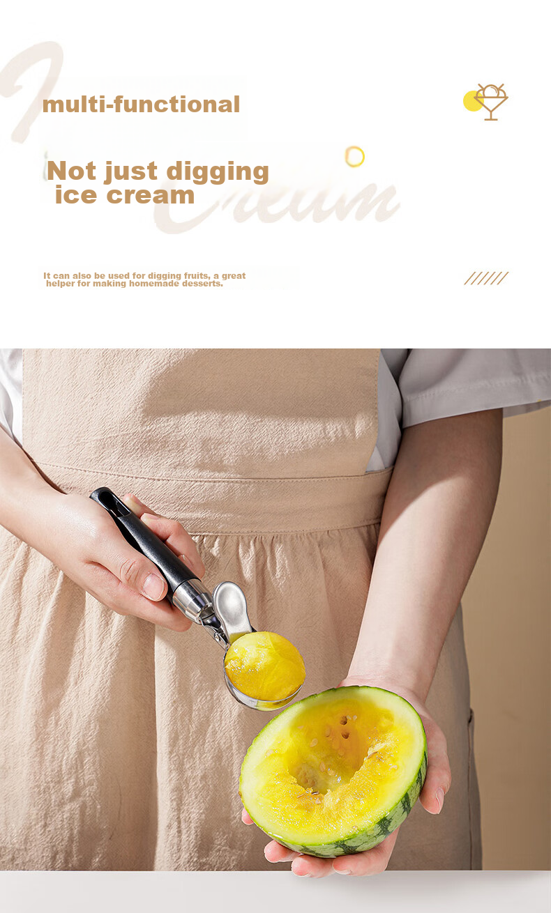 Guangyi 304 Stainless Steel Ice Cream Spoon, Scoop, Ice Cream Spoon, Fruit Baller GY7915 8