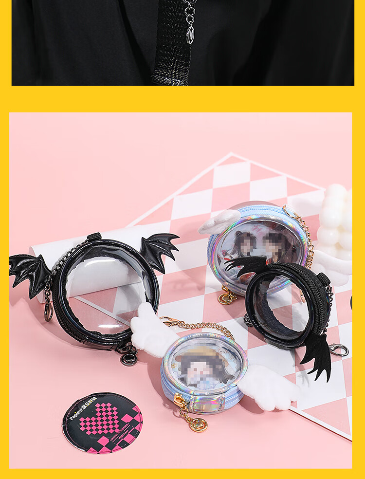 GuangBo Angel Badge Protective Cover Pendant, Anime Display, Outdoor Bag Badge Storage Case, White, Compatible with Two 77mm And Below Badges CR92500-W 5