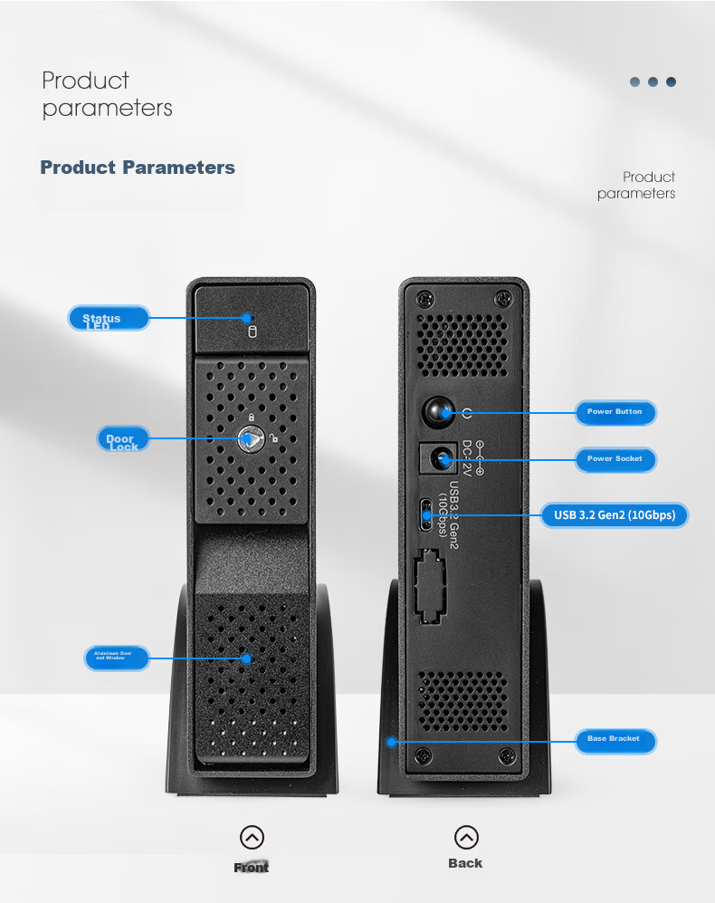 Shiteli 3.5-Inch Single-Bay External Hard Drive Enclosure 9110U32C, Supports 24TB Hard Drive, USB3.2 Type-C Interface, Dual Data Cables 13