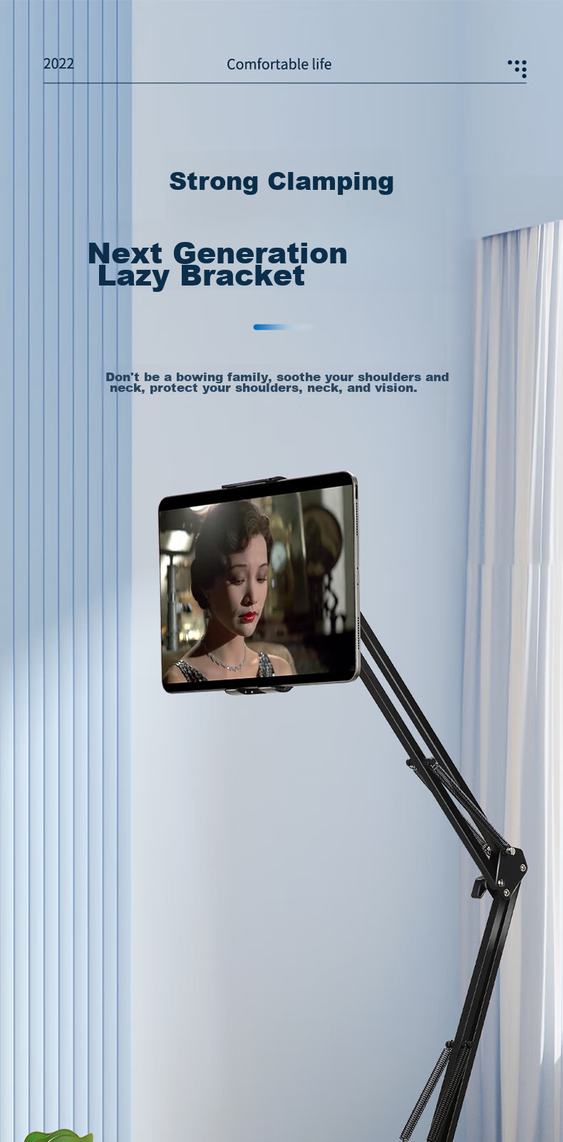 BIAZE [Ultra-Stable] Tablet Stand, Phone Holder for Online Classes And Live Streaming, Bedside Armrest Desktop Overhead Shooting Support Foldable Stand Suitable for Phones/iPads/Tablets 1