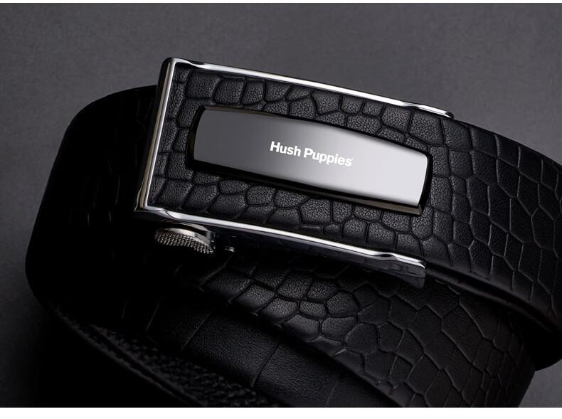 Hush Puppies Men's Leather Belt with Automatic Buckle, Business Steel Buckle Waistband, Birthday Gift for Boyfriend, Practical Gift Box Set 6