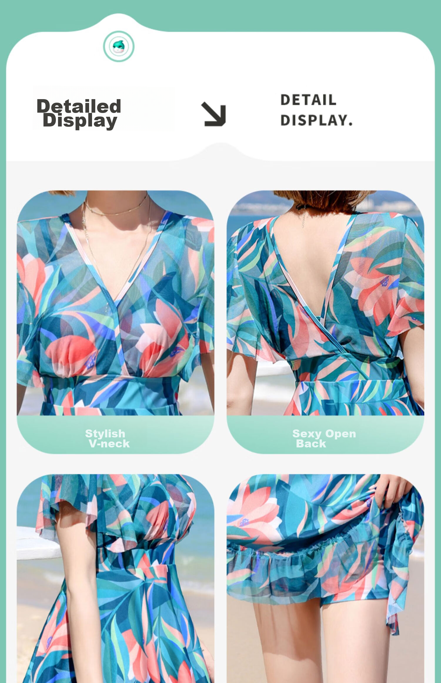 Yifu Women's Conservative Slimming Swimsuit, Fashionable Plus-Size One-Piece Dress Style Swimwear for Curvy Women, Slimming Effect, Suitable for Beach And Hot Springs 26