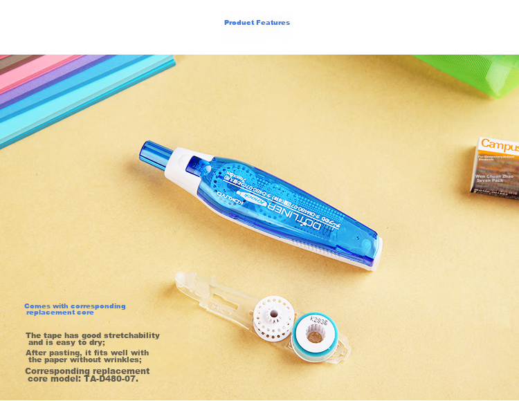 KOKUYO Push-Button Pen-Type Strong Double-Sided Tape Body, 7mm X 8m, Blue, 1 Piece, TA-DM480 Digital, One-Handed Operation, Convenient to Use, Strong Adhesio 3