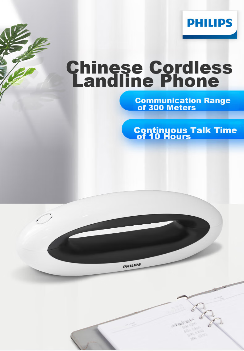 PHILIPS Cordless Telephone, Wireless Landline Phone, Parent-Child Handset, for Office And Home Use, White Backlit Screen, Long Standby Time, DCTG5502, Red 1