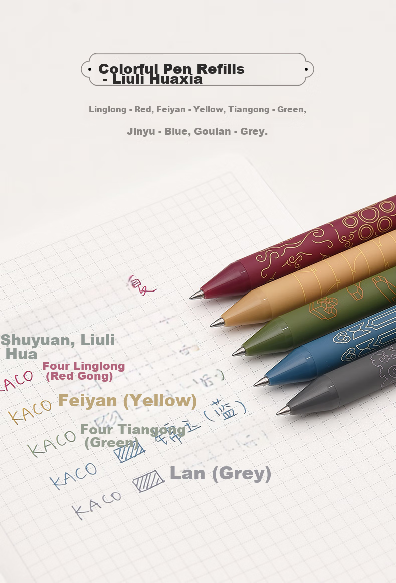 [Back to School Essential] KACO Colored Retractable Gel Pen Set, National Museum Yan Yi Co-Branded Edition, 0.5mm Signature Pens, Journaling Pens, Multi-Color Ink Pens, 15 Pens/set K1015 6