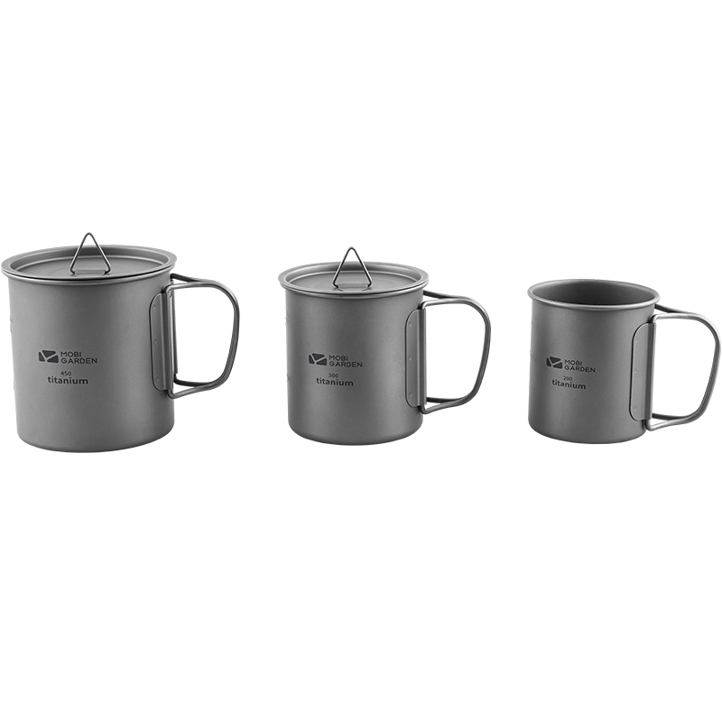 MOBIGARDEN Titanium Cup, Outdoor Camping Picnic Lightweight Portable Boilable Water Cup, 450ml, NX20666039, Titanium Color