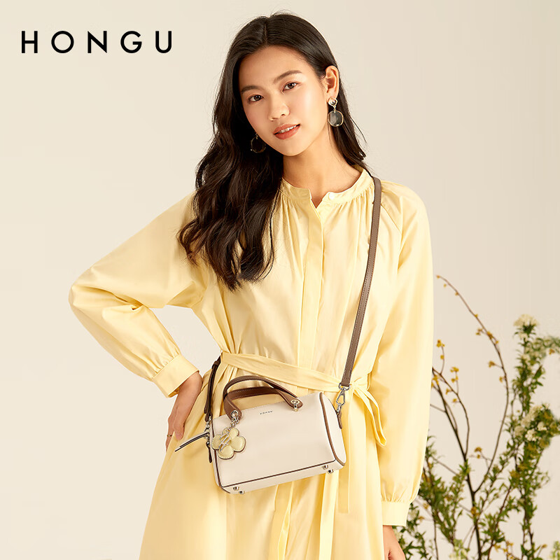 HONGU Women's Leather Handbag, Shoulder Bag, Crossbody Bag, Tote Bag, Simple Pillow Bag, Birthday Gift for Girlfriend