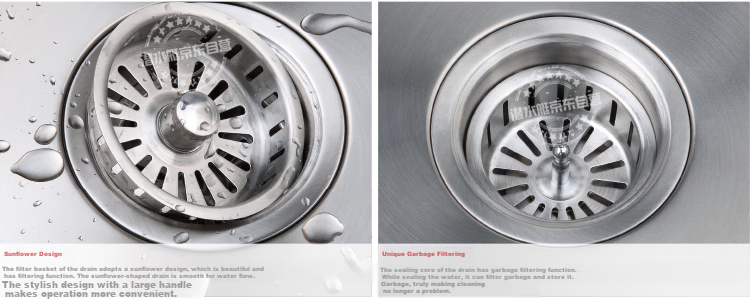 Submarine CCQ50-140 Stainless Steel Sink Strainer Basket, Kitchen Sink Drain Accessories, Vegetable Washing Basin Strainer, Sink Filter Mesh 5