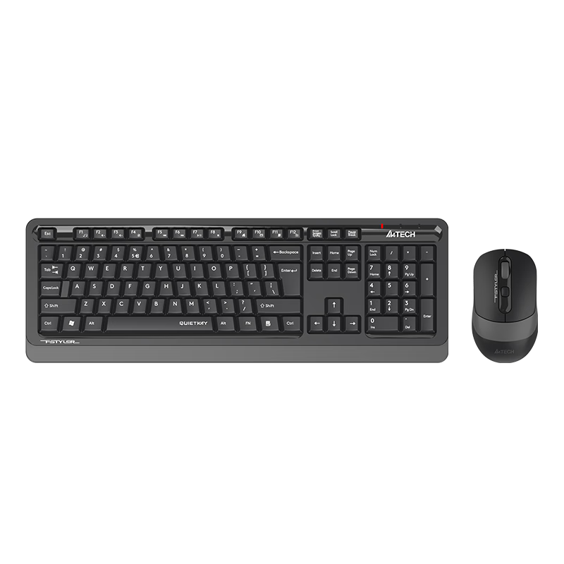 A4TECH FGS1010Q, 104-Key Wireless Keyboard And Mouse Set, Quiet Wireless Keyboard And Mouse Combo, Ergonomic Design, Space Gray, Wireless