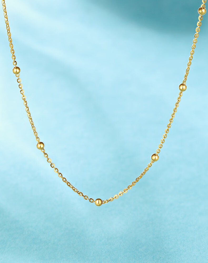 tsl谢瑞麟18k金项链女妙语连珠系列时尚间珠素链锁骨链送礼ag412 链长