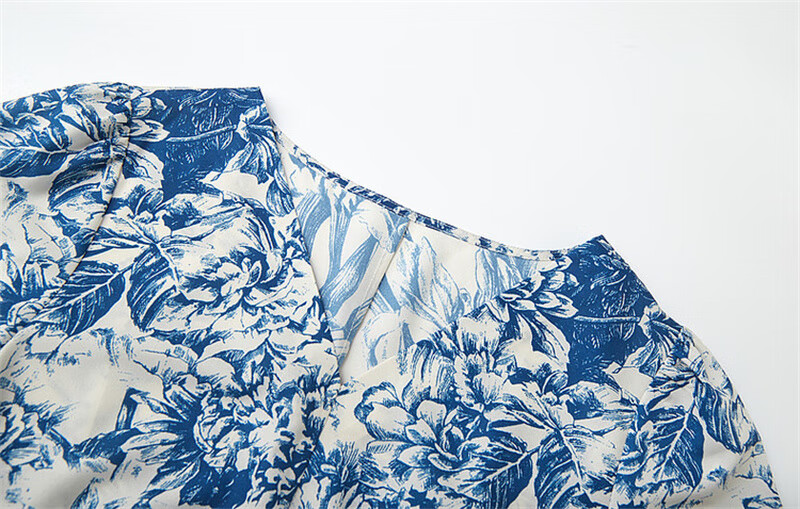 Dme [Mingyuan Faux Silk A-Line Dress] 2025 Summer V-Neck Printed Midi Dress for Wome 7