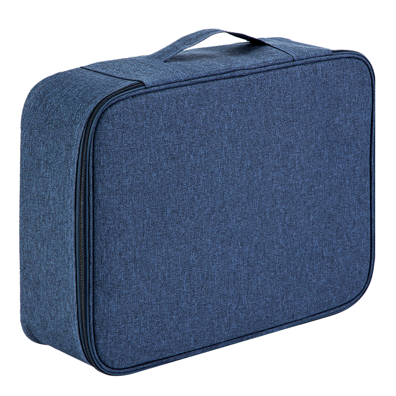 Deli Waterproof And Dustproof Document Storage Bag, Large Capacity Multifunctional Home File Organizer Briefcase with Built-In PP Dividers, Three Layers, Navy Blue