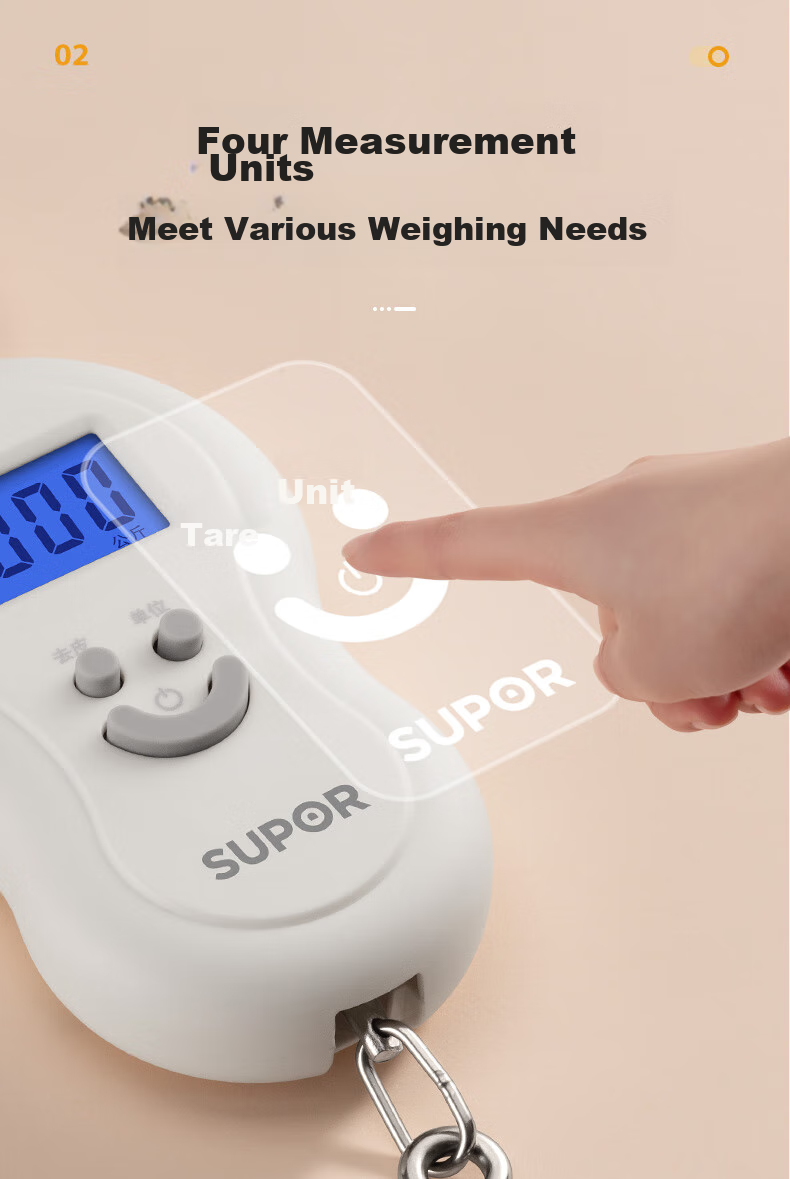 SUPOR Electronic Kitchen Scale, Gram Scale, Food And Luggage Express Handheld Scale, Portable White KGF50CJ10 5