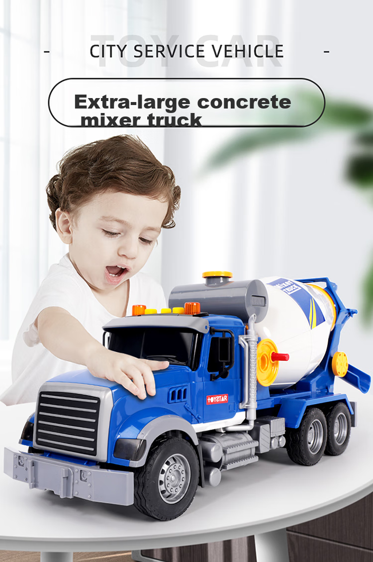XST Extra Large Mixing Truck Children's Toy with Sound And Light, Can Dispense Concrete Cement, Tank Truck, Boys' Birthday Gift 1