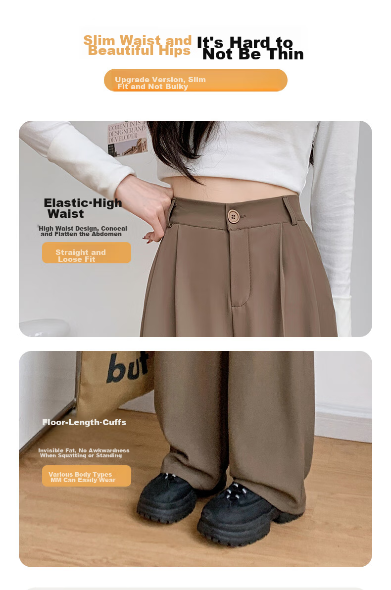 FitonTon Casual Dress Pants for Women, Autumn And Winter Style, 2025 Fashion Versatile Straight-Leg Pants, High-Waisted Draping Slimming Wide-Leg Trousers 8