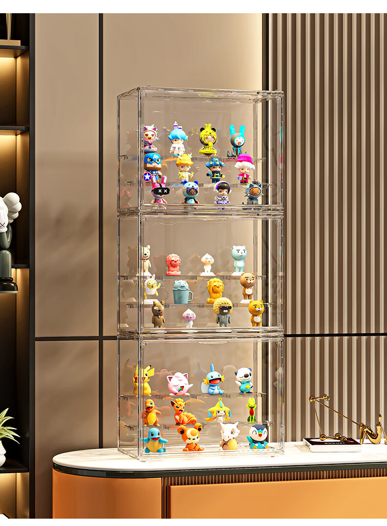 Anerya Action Figure Storage Box, Pop Mart Blind Box Display Case, Toy Display Stand, Transparent Three-Step 1-Piece Set 8