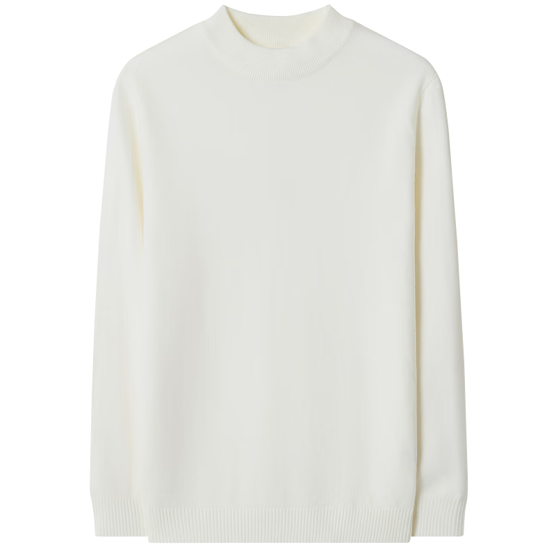 MARKLESS Men's Autumn Winter Warm Half Turtleneck Knit Pullover Casual Base Layer Sweater 0710 Milk White XXL