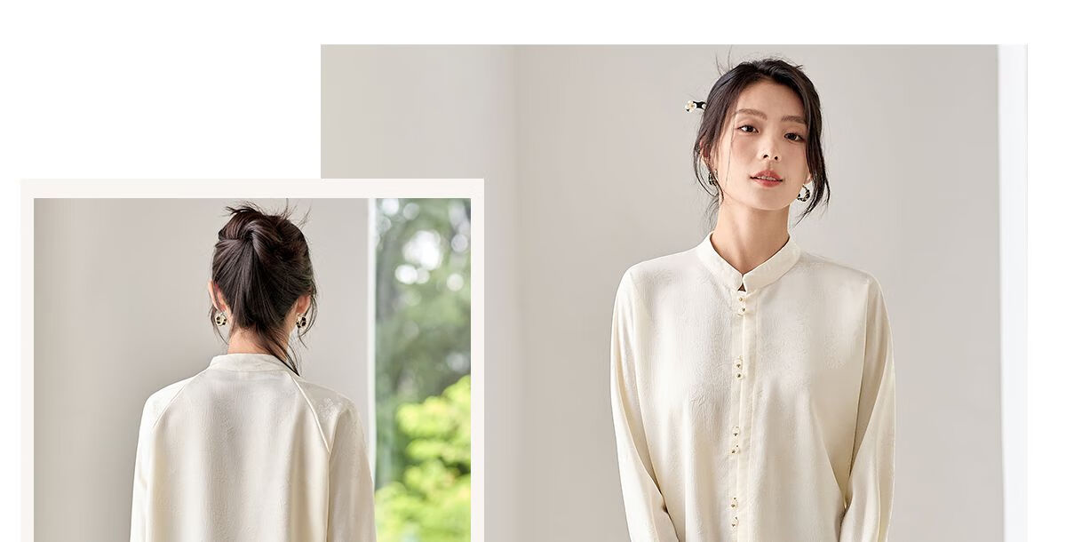 Chushen Spring And Autumn New Chinese-Style Long-Sleeve Shirt for Women, Suitable for New Year's Party Outfit, Oriental Minimalist Luxury Style Blouse Top S143C2003 14