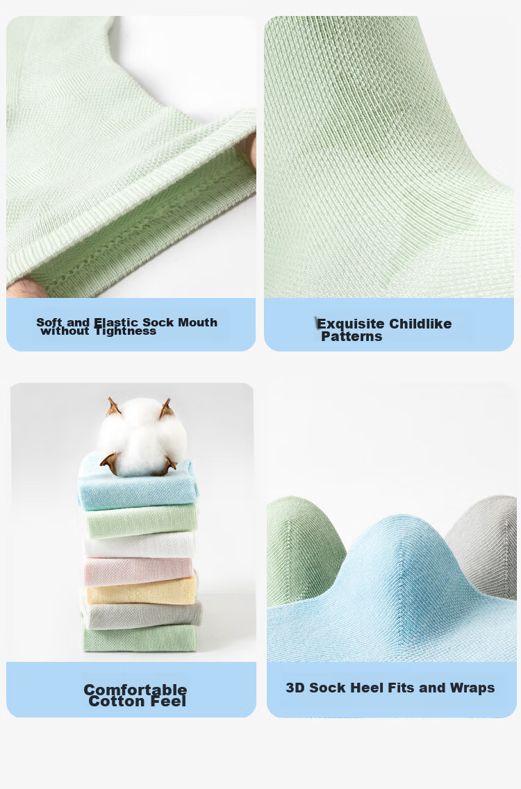 JD Original 5 Pairs of Pure Cotton Mid-Calf Socks for Children in Autumn And Winter, Xinjiang Cotton 10A Antibacterial Floor Socks, Student Cotton Socks, 22-24cm 12