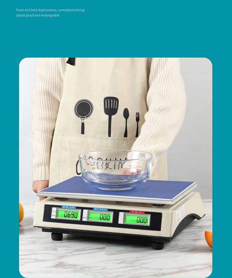 BJ Electronic Pricing Scale, Electronic Weighing Machine, Commercial Food Scale, Grocery And Fruit Electronic Scale, 30KG Flat Surface 5