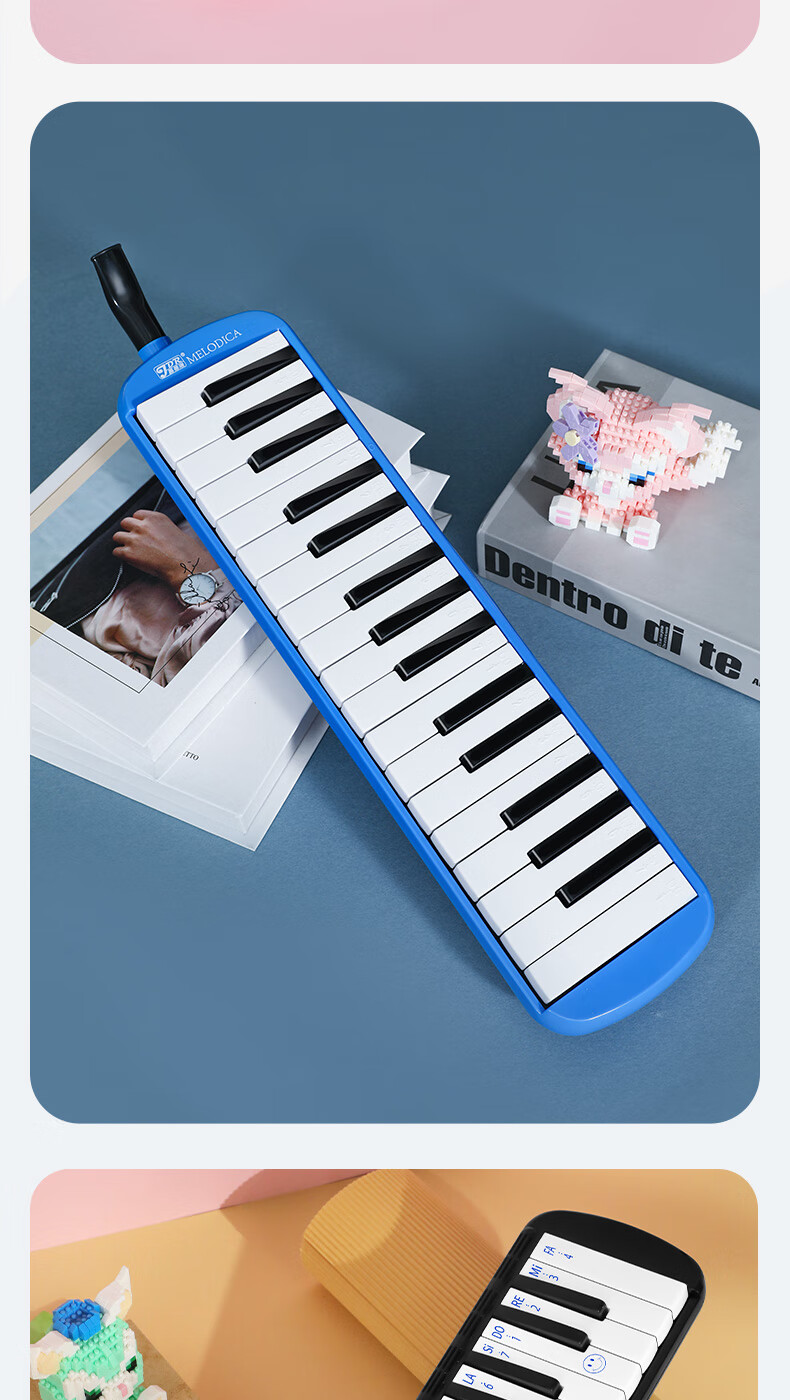 JDR Melodica 37-Key Leather Case for Students, Children, Beginners And Adults, Performance And Classroom Teaching, Black 17