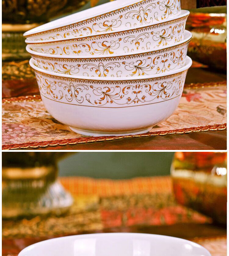 Haoya Jingdezhen 2025 Ceramic Bowl Set, Ceramic Household Rice Bowl, Gift-Giving Elegant, 6-Inch Noodle Bowl, Set of 4 5