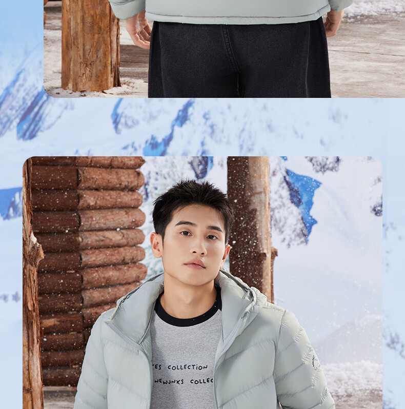 361° Men's Down Jacket Autumn Winter New Lightweight Short Warm Hooded Sports Inner Layer 652544302D-4 38