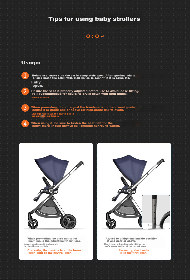 Elittile Stroller for Infants 0-3 Years Old, Foldable, Can Sit And Lie Down, Shock-Absorbing, High Landscape View, Perfect for Taking Babies Out, EMU European Version with Full Canopy And Red Seat 12