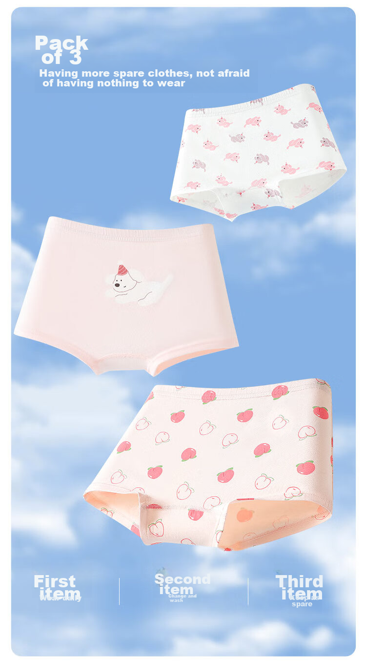 Bingxuemumian Girls' Cotton Underwear, Class A Cotton Boxer Briefs, 7A Grade Antibacterial Breathable Shorts, for Growing Children And Teens 11