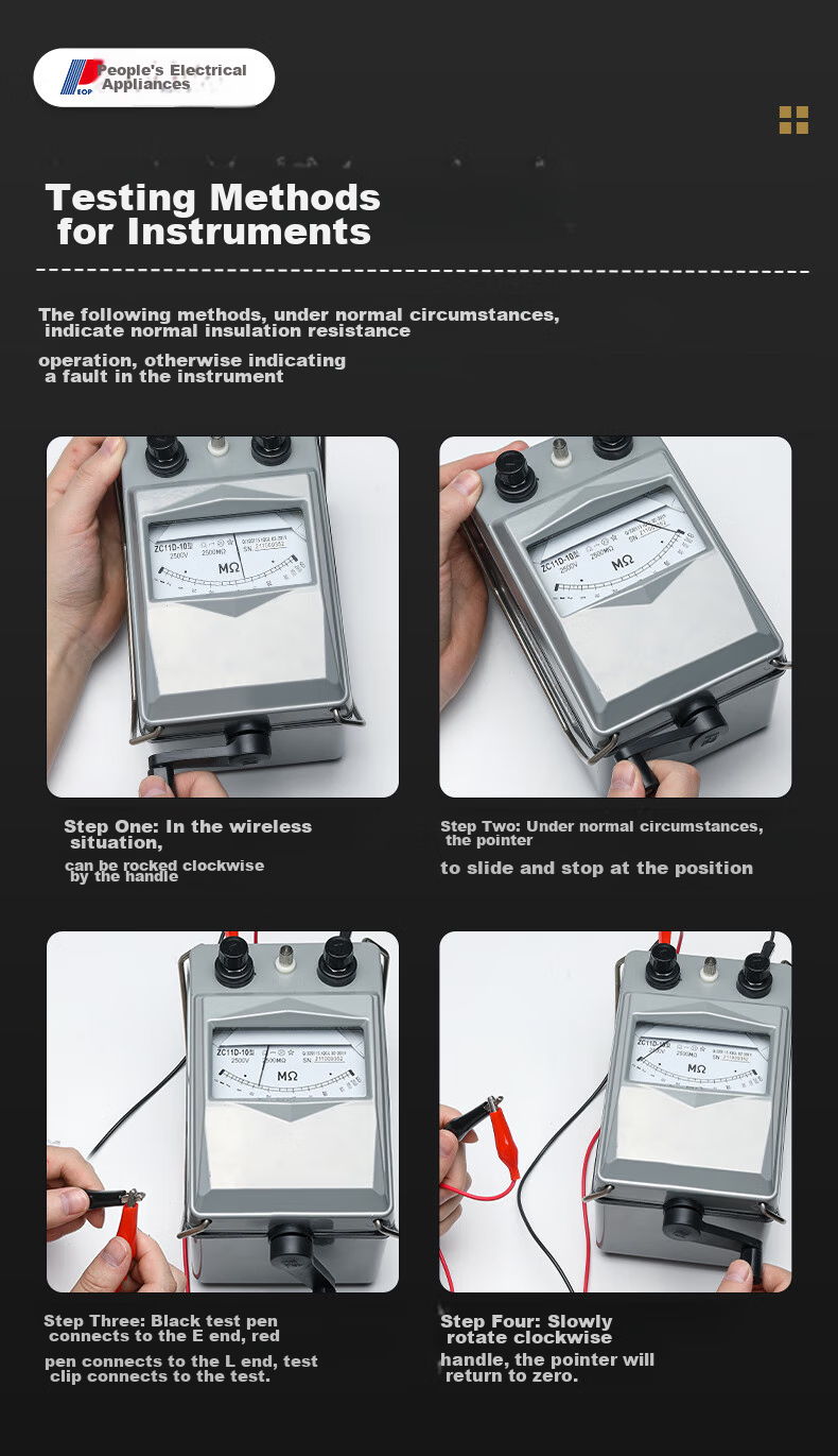 Renmin Megohmmeter, Insulation Resistance Tester, Electrical Inspection Meter, 1000V/1000MΩ, ZC25-4 9