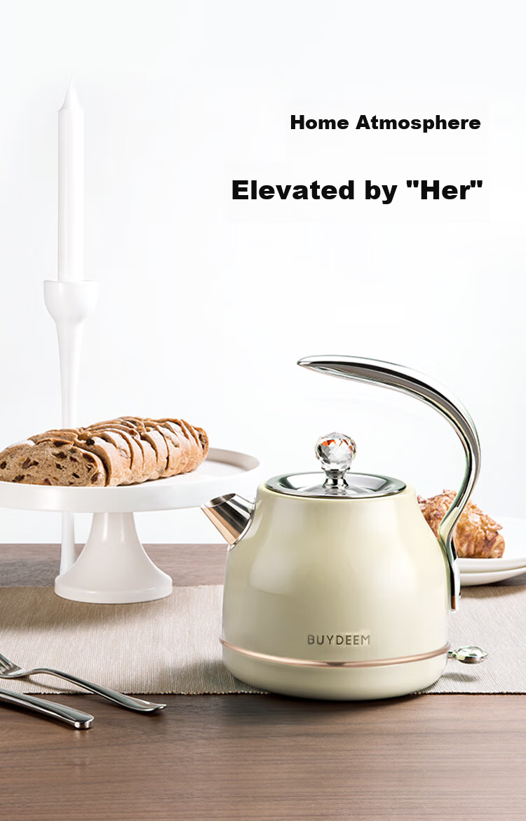 Buydeem Portable Electric Kettle for Home Use, Automatic All-In Design with 304 Stainless Steel, Auto Shut-Off, Stylish Hot Water Kettle K203 Light Pine Gree 5