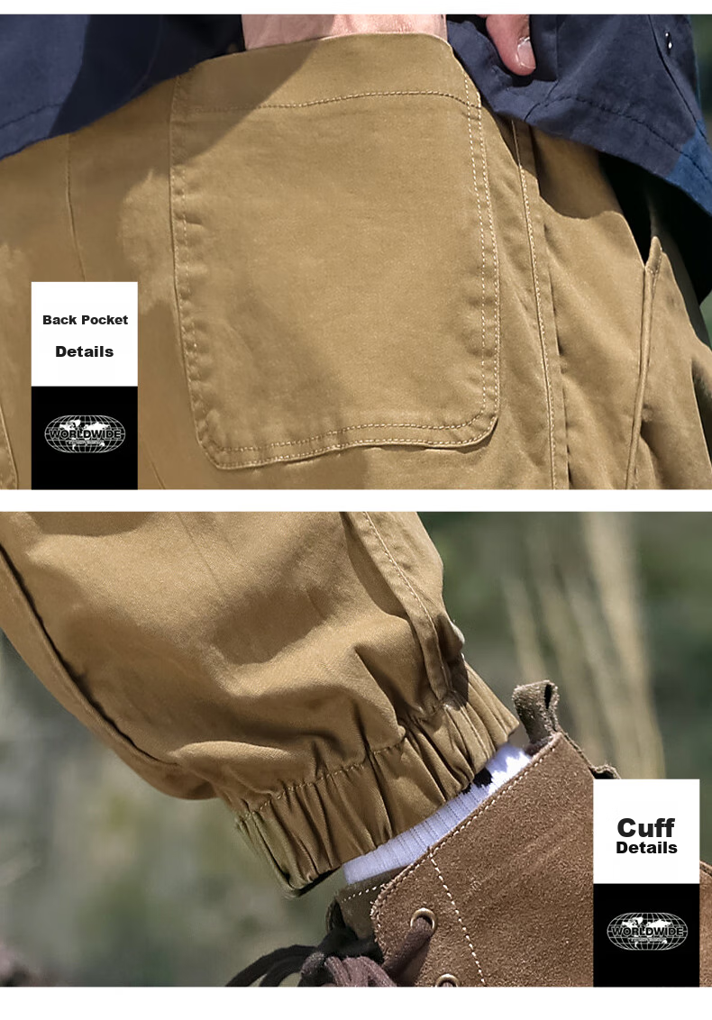 EASTERN CAMEL Casual Pants for Men, Spring And Summer Outdoor Sports Versatile Casual Tapered Cargo Pants Long Trousers, Khaki, L 24
