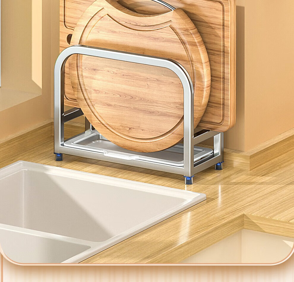 Jingyan Stainless Steel Pot Lid Rack, Countertop Kitchen Storage Chopping Board Holder, Cutting Board Stand, Draining Rack, Chopping Board Rack 4