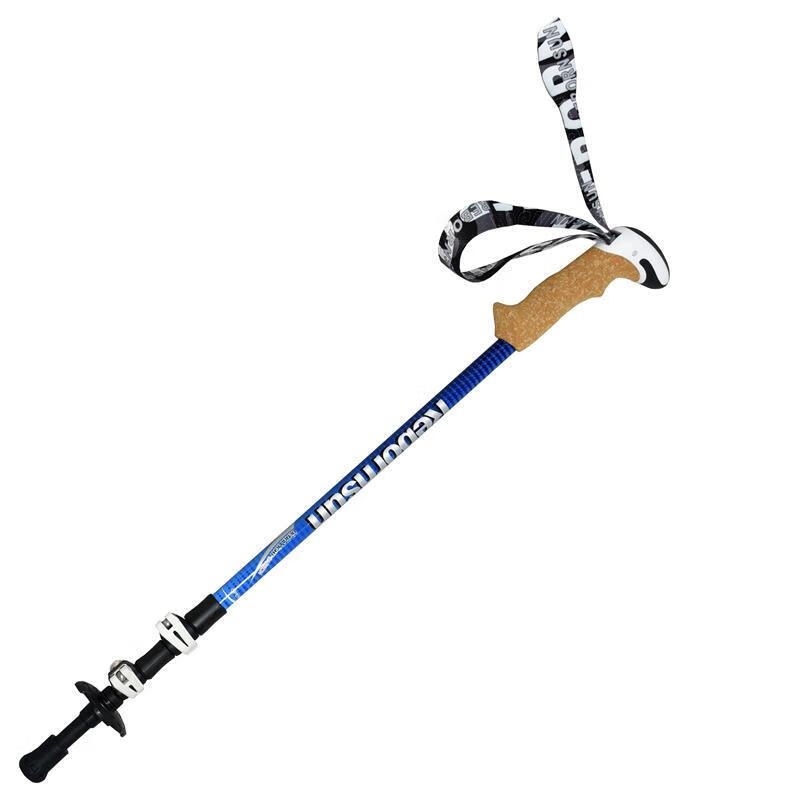 Lubinxun Carbon Fiber Telescopic Trekking Pole with External Lock, Ultra-Light Three-Section Walking Stick, Outdoor Hiking Climbing Equipment, Eternal Blue