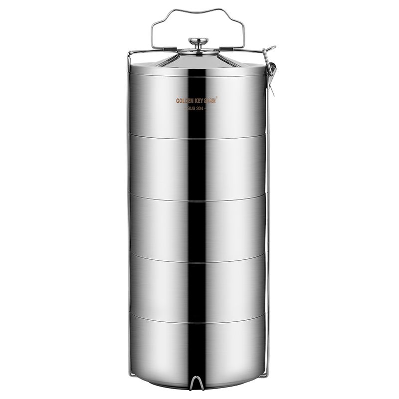 Jinyaoshi 304 Stainless Steel Zishang 4.5L Five-Layer Insulated Lunch Box with Handle, Divided Bento Box GK-TL4500