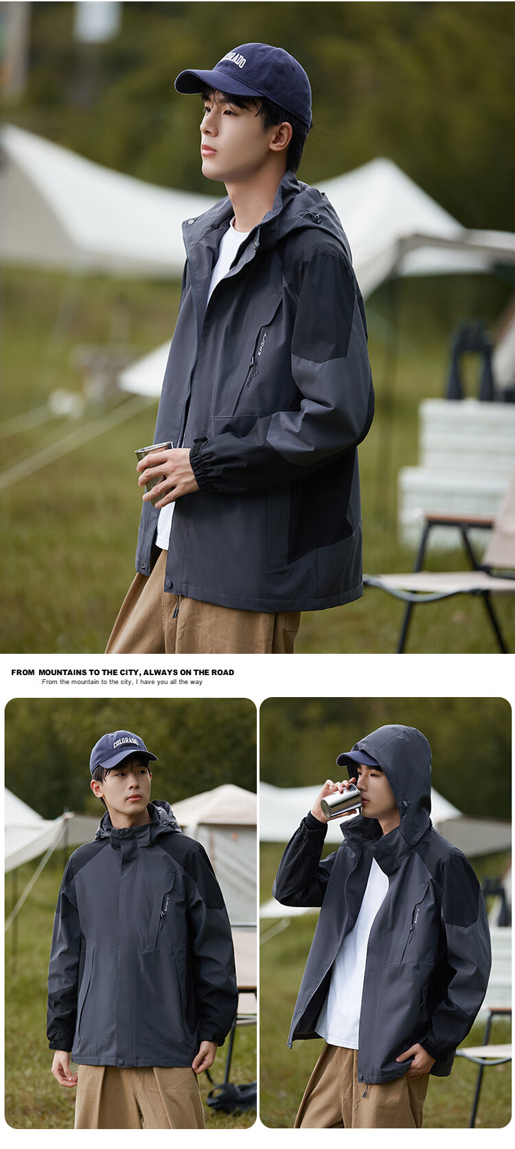 Huili Men's Single-Layer Triple-Protection Hard Shell Mountaineering Jacket, Outdoor Windproof Sports Coat, Versatile Windbreaker for Me 16