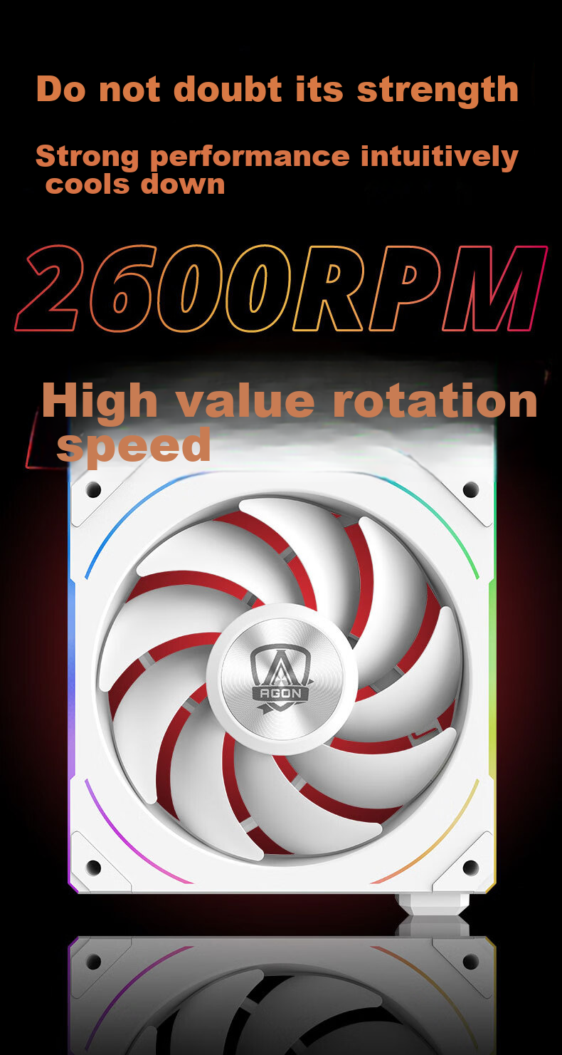 AOC AT360FW/93 White 12CM Desktop Case Cooling Fan Triple Pack ARGB Sync/No Wired Cable Connection/Aggressive Dual Ball Bearings/Speed Display 3