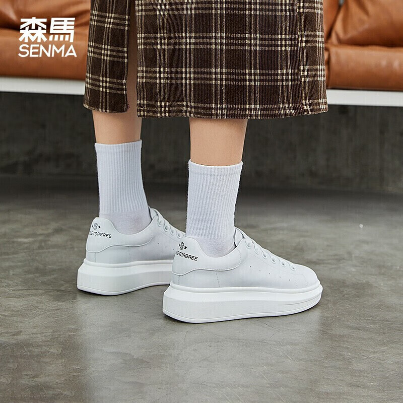 Senma Fashion Korean-Style Versatile Thick-Soled White Sneakers Breathable Comfortable Casual Shoes for Women 121134806 White Size 35