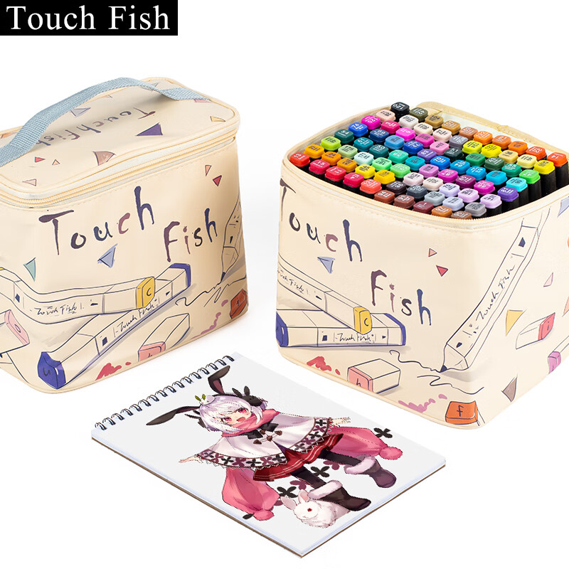 Набор маркеров Touch Fish для студентов, 30 цветов, двусторонние, на спиртовой основе, для рисования и анимации, в кожаной сумке
