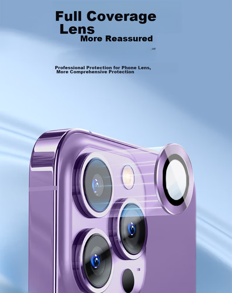 ESCASE IPhone 14 Pro Max Camera Lens Protector, IPhone 14 Pro Tempered Glass Film, Metal Rear Camera Anti-Drop Film, Detachable Single Ring, High-Definition Sapphire Wear-Resistant Eagle Eye Silver Color 4