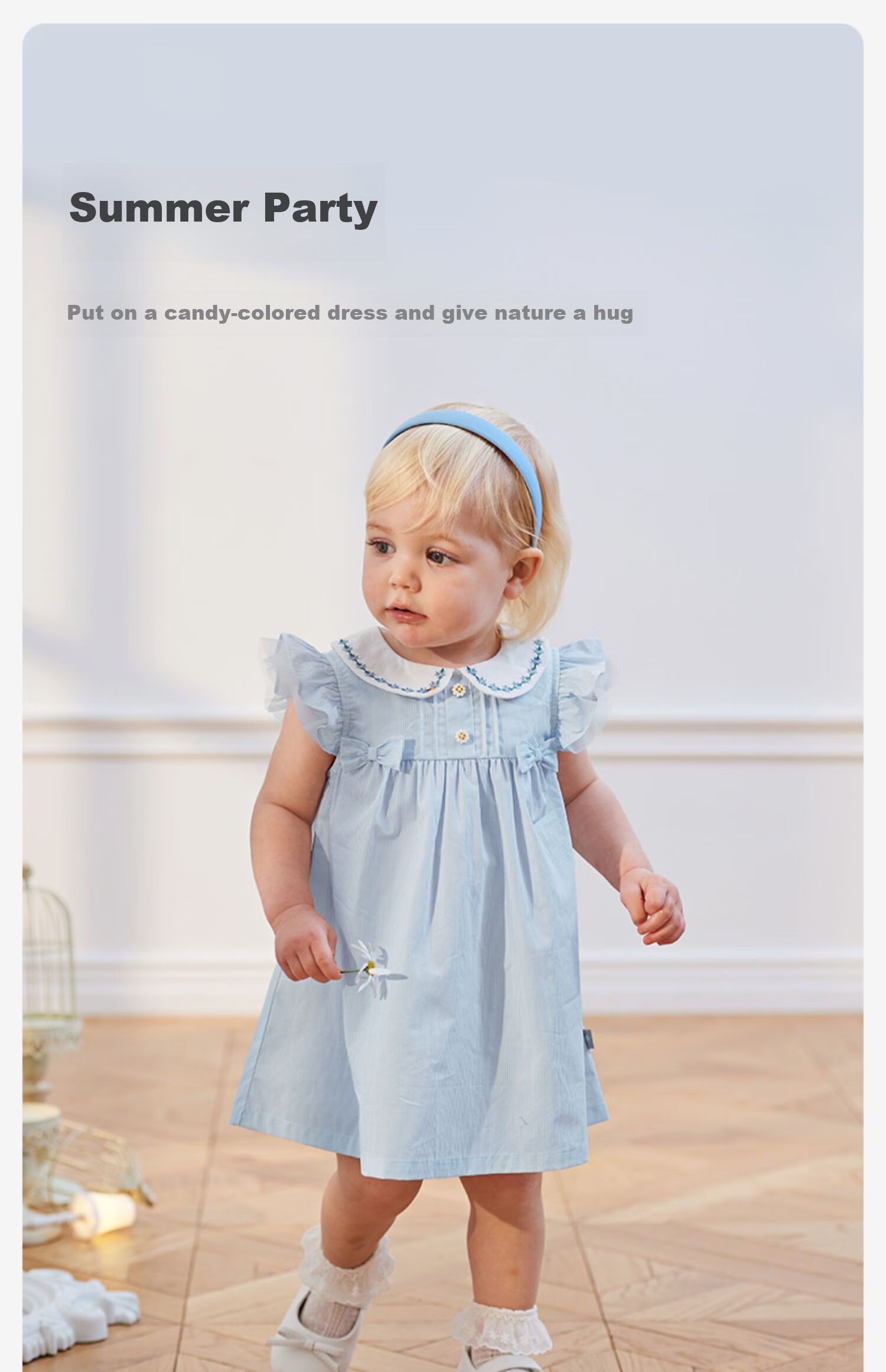DAVE & BELLA Children's Summer Dress, Girls' Stylish Striped Princess Dress, Baby Casual Skirt 1