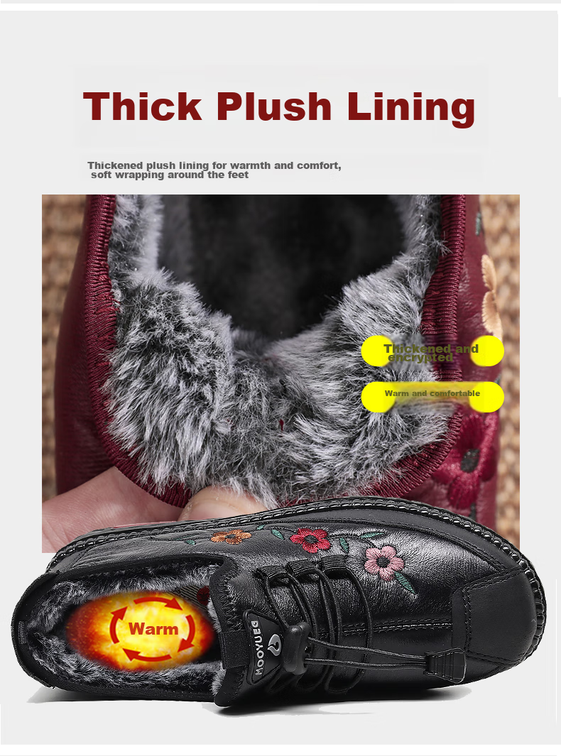 Ankang Mom Shoes, Winter Cotton Shoes for Women, Fleece-Lined for Warmth, Elderly Shoes for Middle-Aged And Elderly, Soft-Soled Thick Slippers for Grandmothers, AK78925, Black, Size 42 8